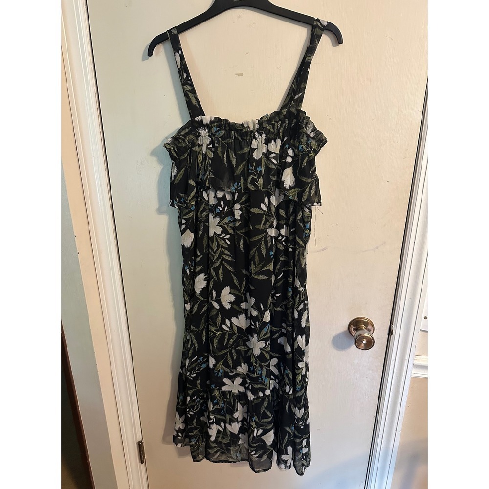 Bobeau Sundress Floral Maxi Dress Sleeveless Black Dress‎ XL Tropical Resortwear